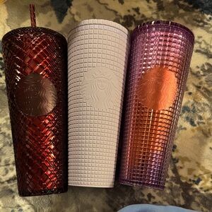 Starbucks Textured Tumblers - Maroon, lilac and pink ish purple